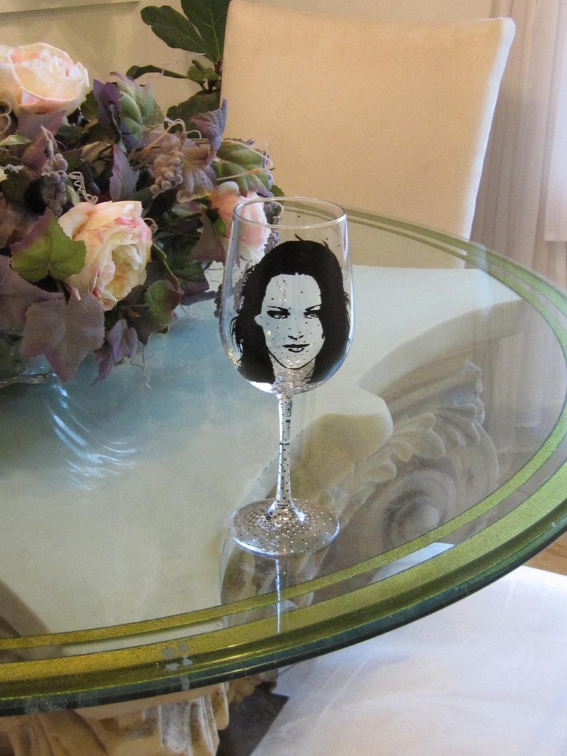 Hand Painted Wine Glass Actress Kristen Stewart