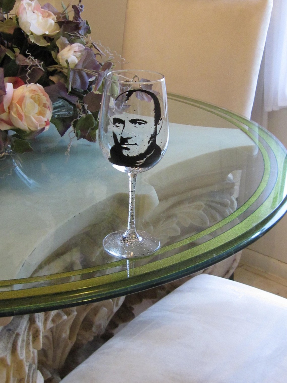Hand Painted Wine Glass PHIL COLLINS Singer Songwriter Etsy