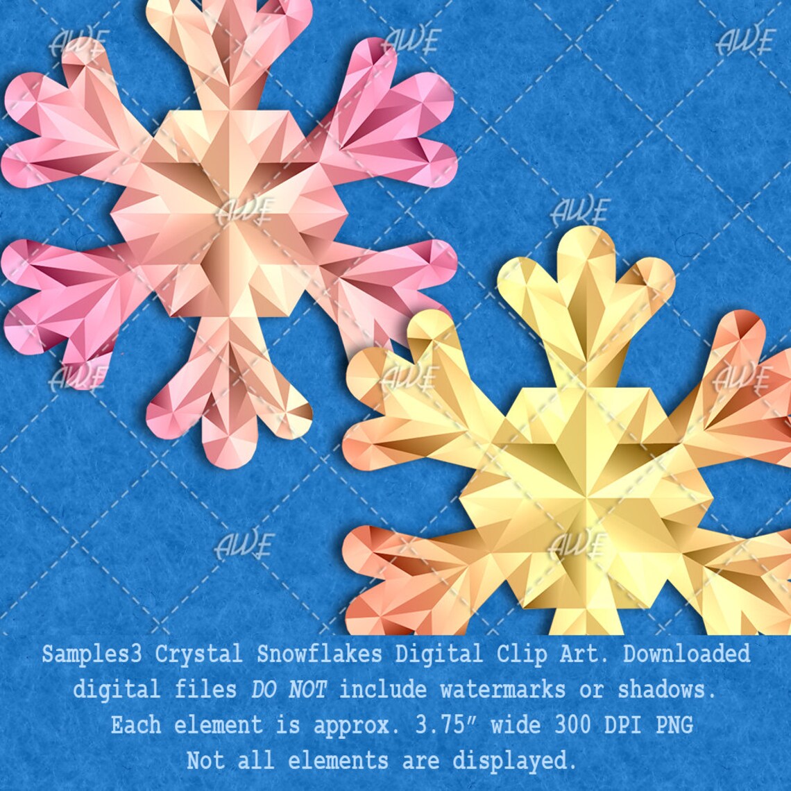 Crystal Snowflakes Digital Clip Art by Awesomescrapper - High Quality ...