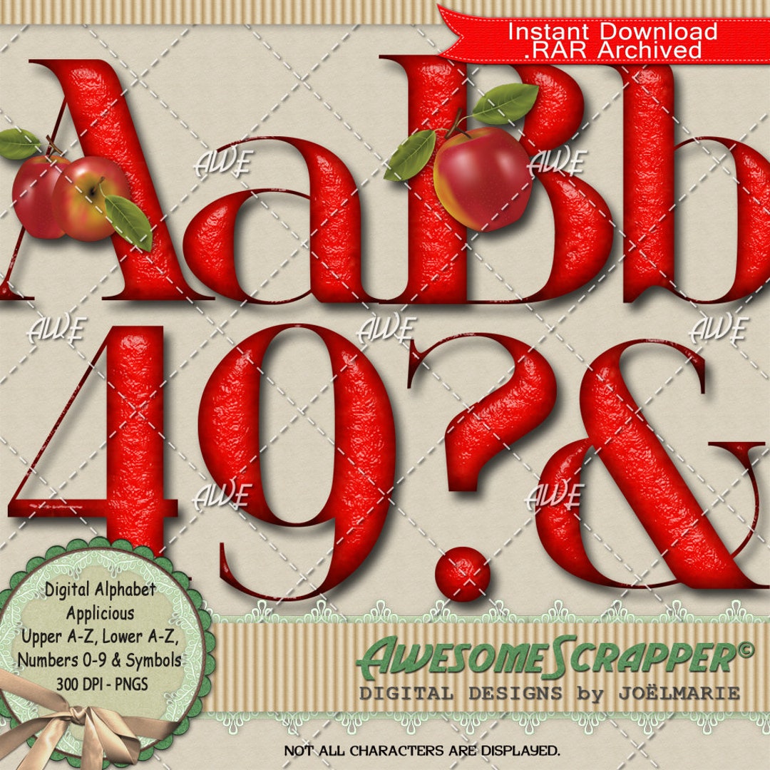 Applicious Digital Alphabet by Awesomescrapper - High Quality, 300 DPI ...