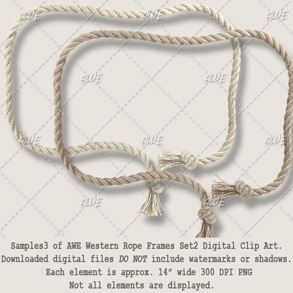 Wester Style Rope Frame Western Rope Frames Set2 Digital Clip Art by Awesomescrapper - High ...