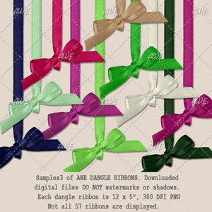 Dangle Ribbons by AwesomeScrapper, Digital Clipart Set of 57, Multi Color, High Quality, 300DPI PNGs, Scrapbooking, Card Creation image 4