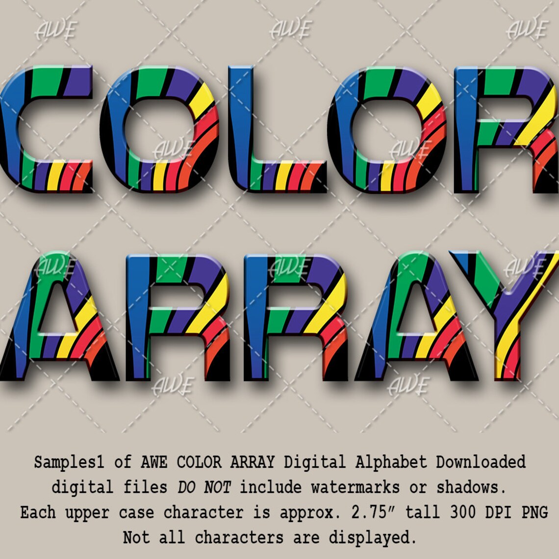Color Array Digital Alphabet by AwesomeScrapper High | Etsy