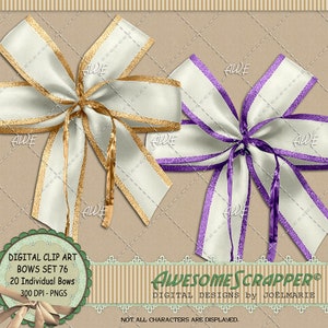 Conjunto de arcos 76, clipart digital de AwesomeScrapper - Conjunto de 20 arcos de quatro laços. Branco com cor de destaque, alta qualidade 300 DPI, várias cores