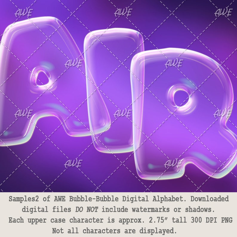 Bubble Bubble Digital Alphabet by AwesomeScrapper High Quality, 300 DPI PNGs. Soap Bubbles, Alphas, Upper Case, Numbers image 3
