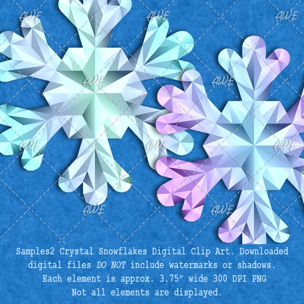 Crystal Snowflakes Digital Clip Art by Awesomescrapper - High Quality ...