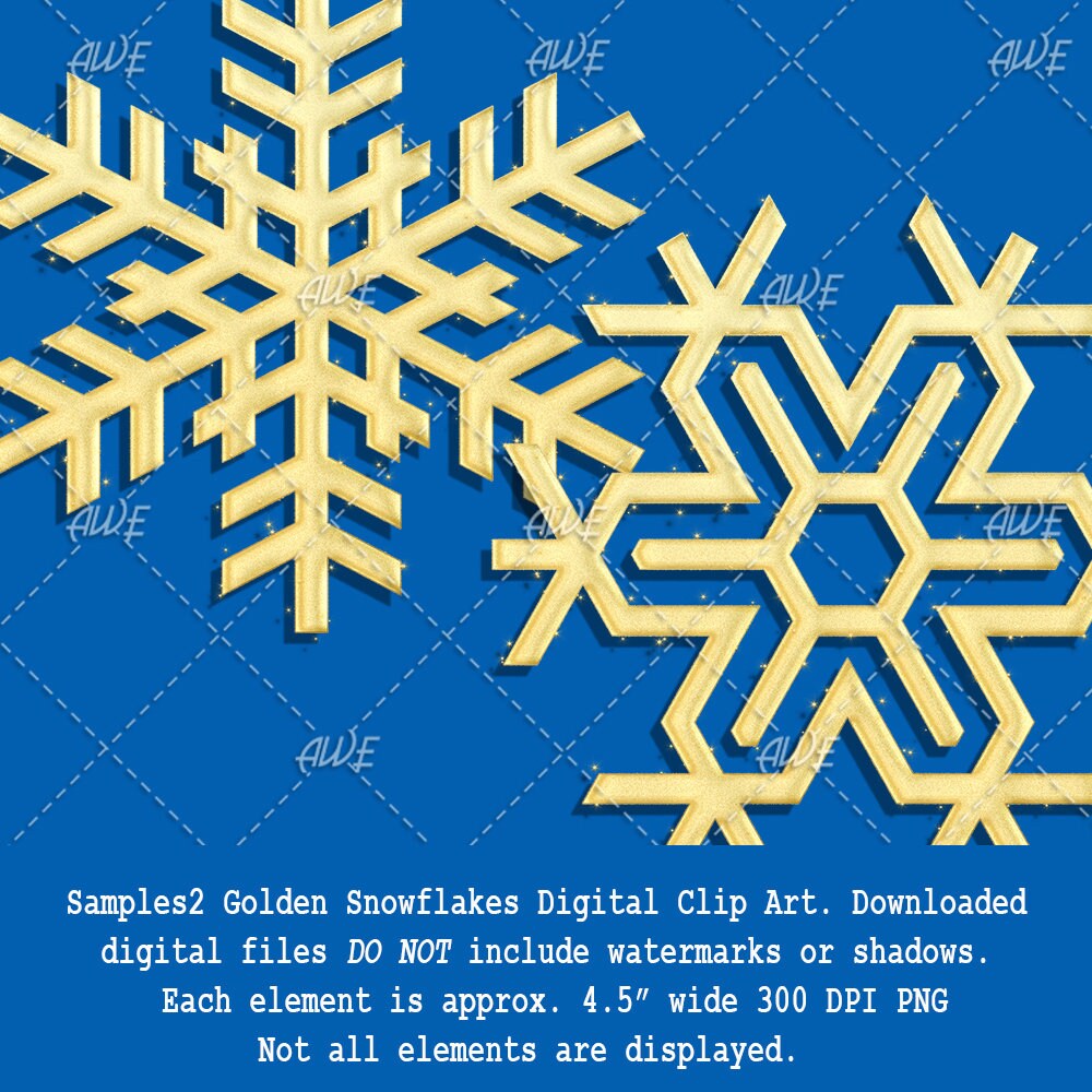 Golden Snowflakes Digital Clip Art by Awesomescrapper - High Quality ...