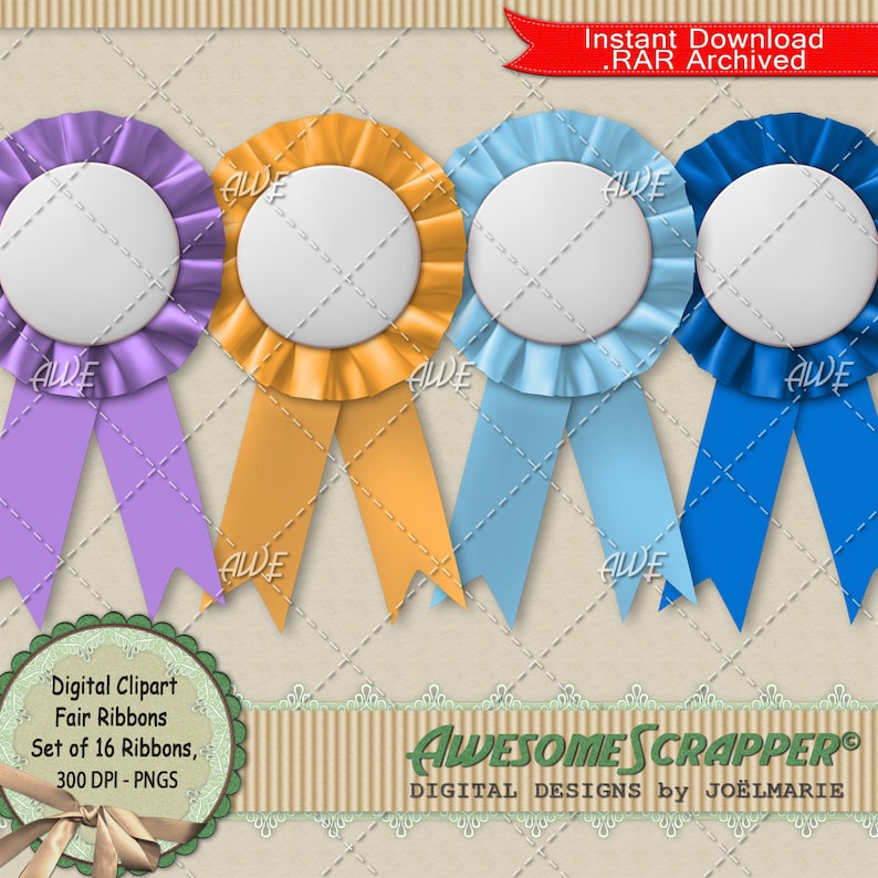 Fair Ribbons Digital Clipart by Awesomescrapper High Etsy