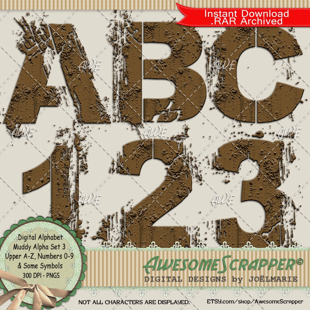 Muddy Alpha Set3 Digital Alphabet by Awesomescrapper – High Quality ...
