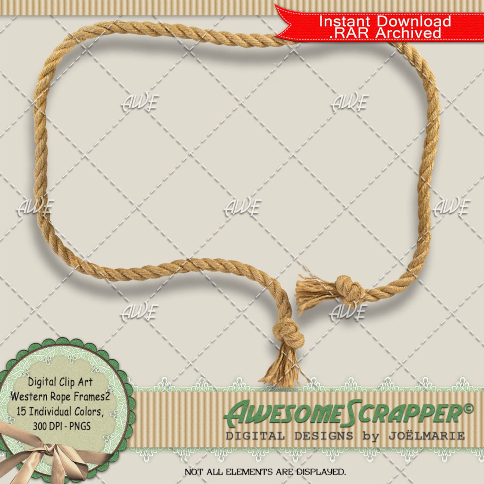 Western Rope Frames Set2 Digital Clip Art by Awesomescrapper - Etsy