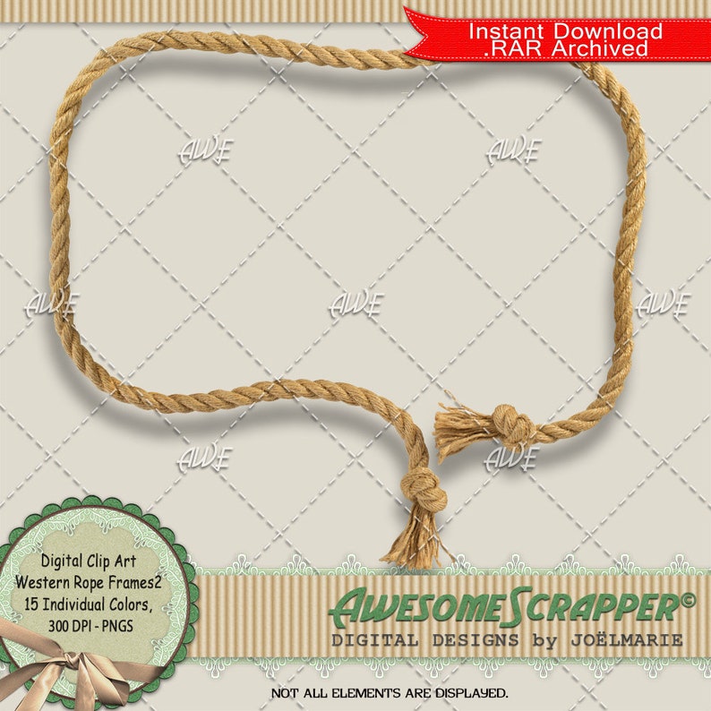 Western Rustic Frame With Rope Western Rope Frames Set2 Digital Clip Art by Awesomescrapper - High ...