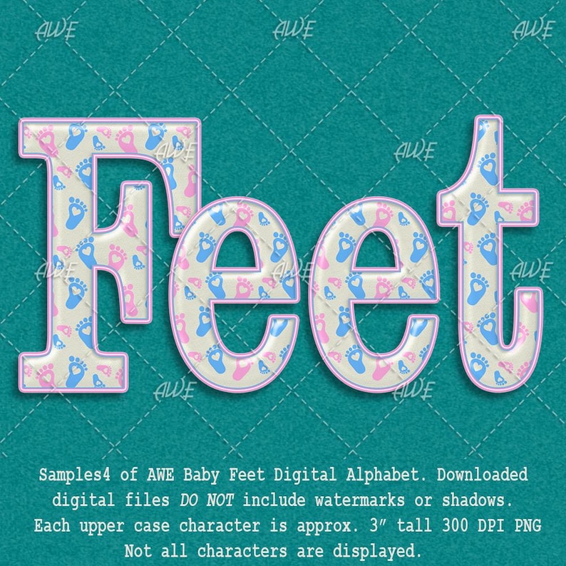 Baby Feet Digital Alphabet by Awesomescrapper, High Quality 300 DPI ...