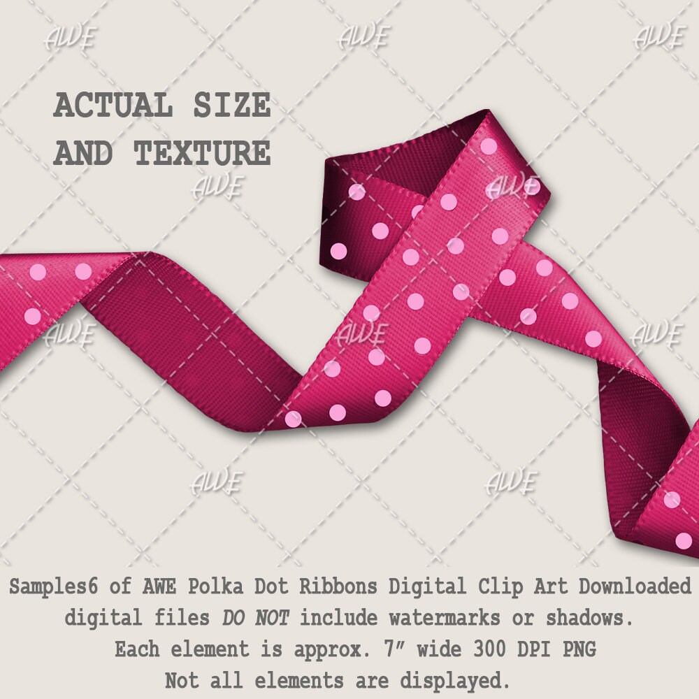 Polka Dot Ribbons Digital Clipart, by Awesomescrapper Set of 38 Pngs ...