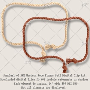 Wester Style Rope Frame Western Rope Frames Set2 Digital Clip Art by Awesomescrapper - High ...