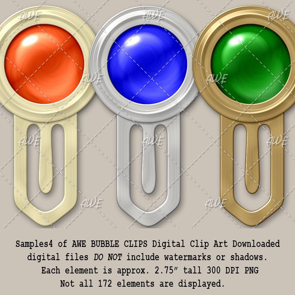 Bubble Clips Digital Clipart by Awesomescrapper - High Quality, 300 DPI ...