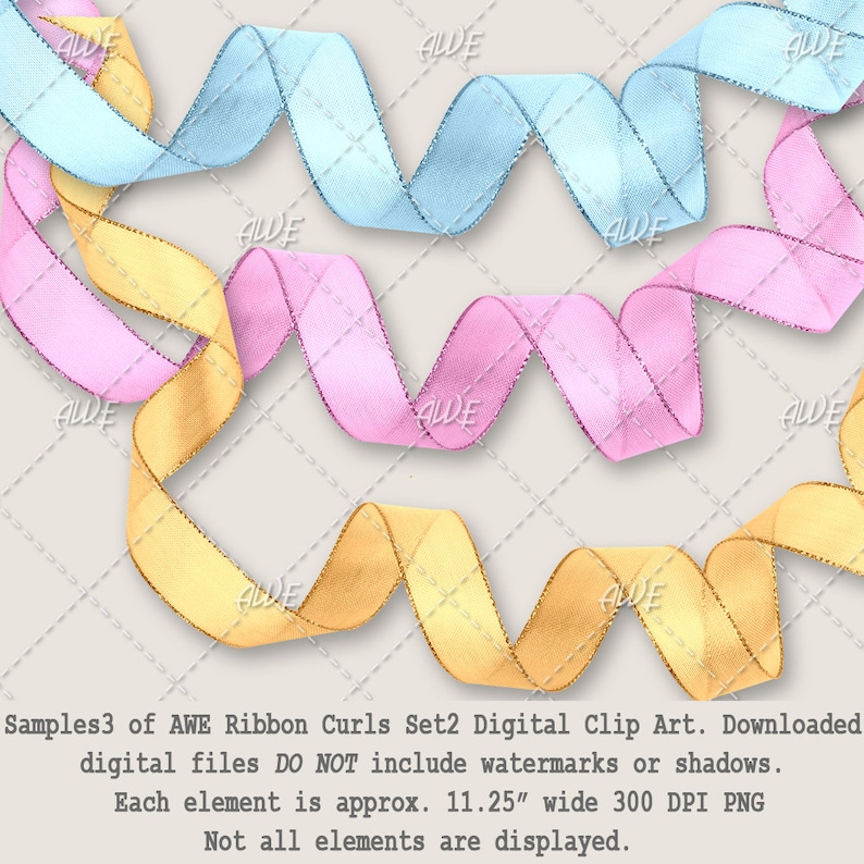Ribbon Curls Set 2 Digital Clip Art by Awesomescrapper - High Quality ...