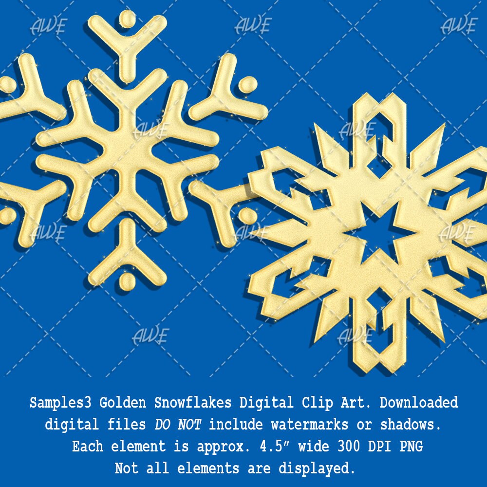 Golden Snowflakes Digital Clip Art by Awesomescrapper - High Quality ...