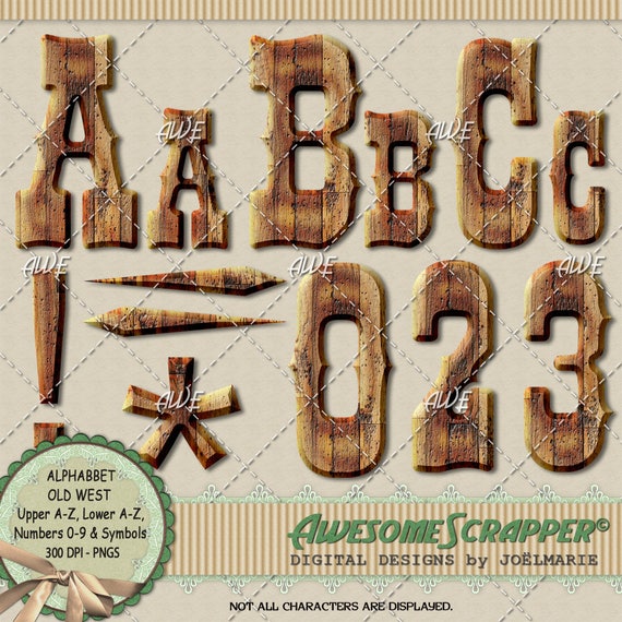 Old West Digital Alphabet by Awesome Scrapper Uppers | Etsy
