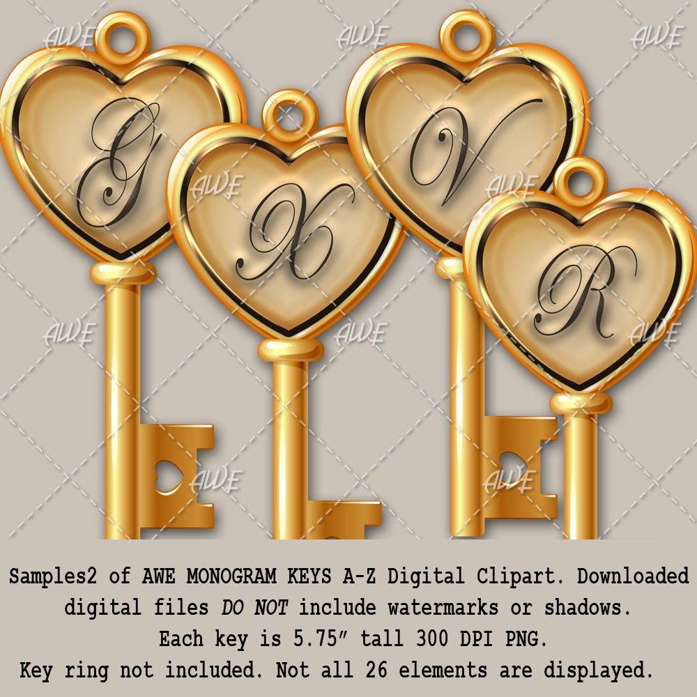Receiving Keys Lettering Monogram Keys Digital Alphabet & Clipart by Awesomescrapper - High ...
