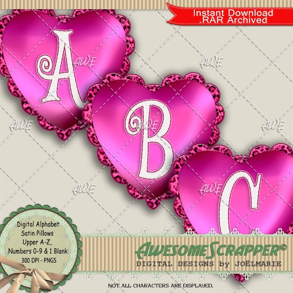 Valentine Clipart Digital Alphabet Letters Printable Love