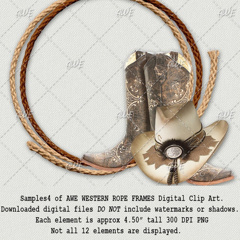 Wester Style Rope Frame Western Rope Frames Digital Clip Art by Awesomescrapper - Set of 12 ...