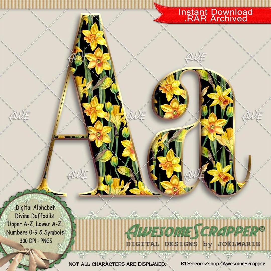 Divine Daffodils Digital Alphabet by Awesomescrapper - High Quality ...