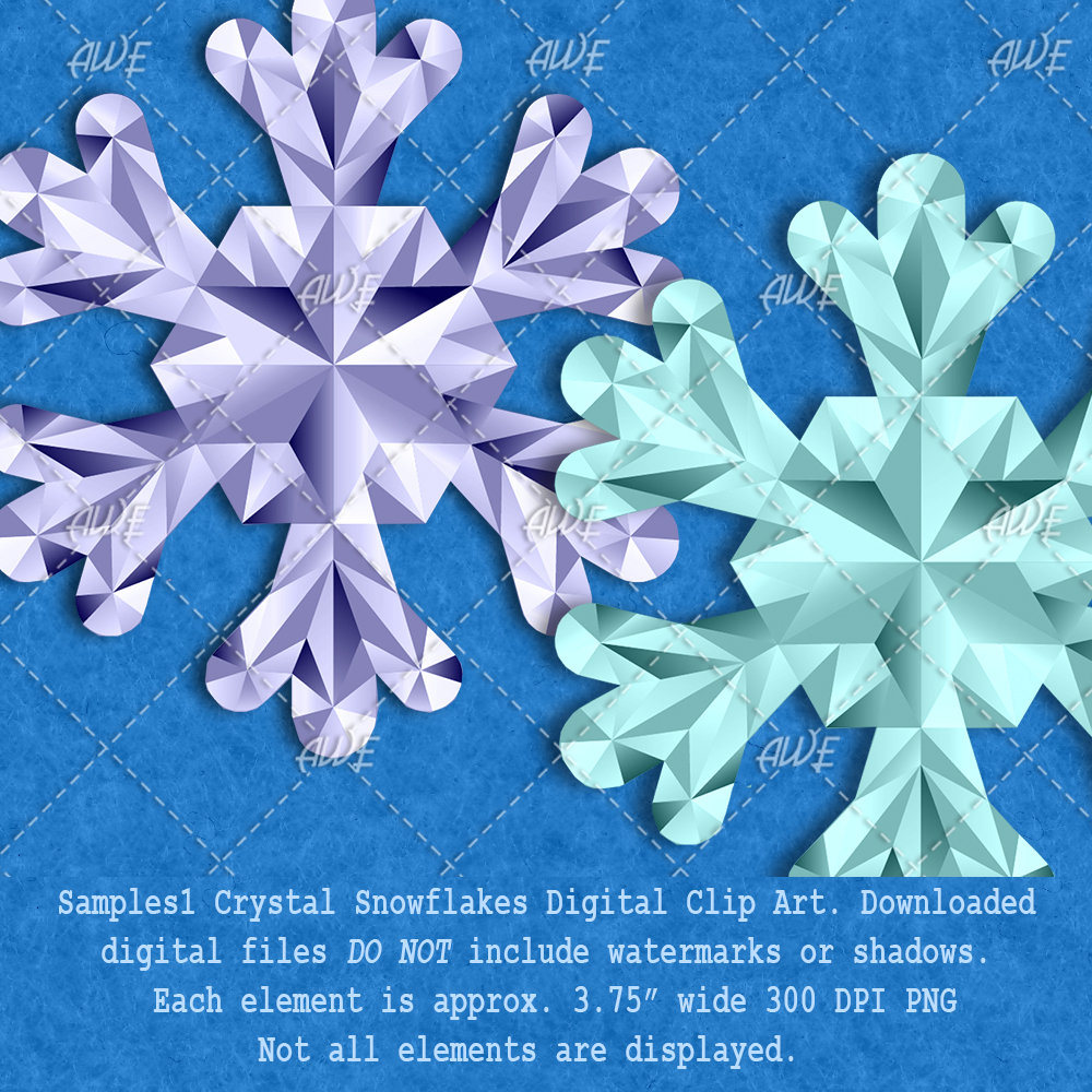 Crystal Snowflakes Digital Clip Art by Awesomescrapper - High Quality ...