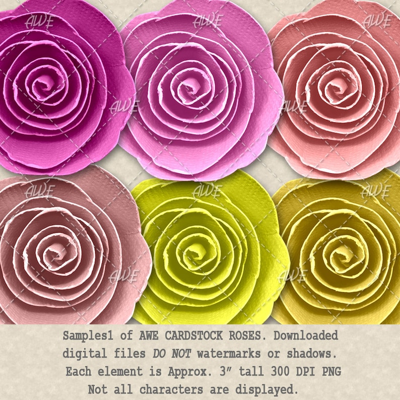 Cardstock Digital Roses by Awesomescrapper Set of 45 Colors Etsy