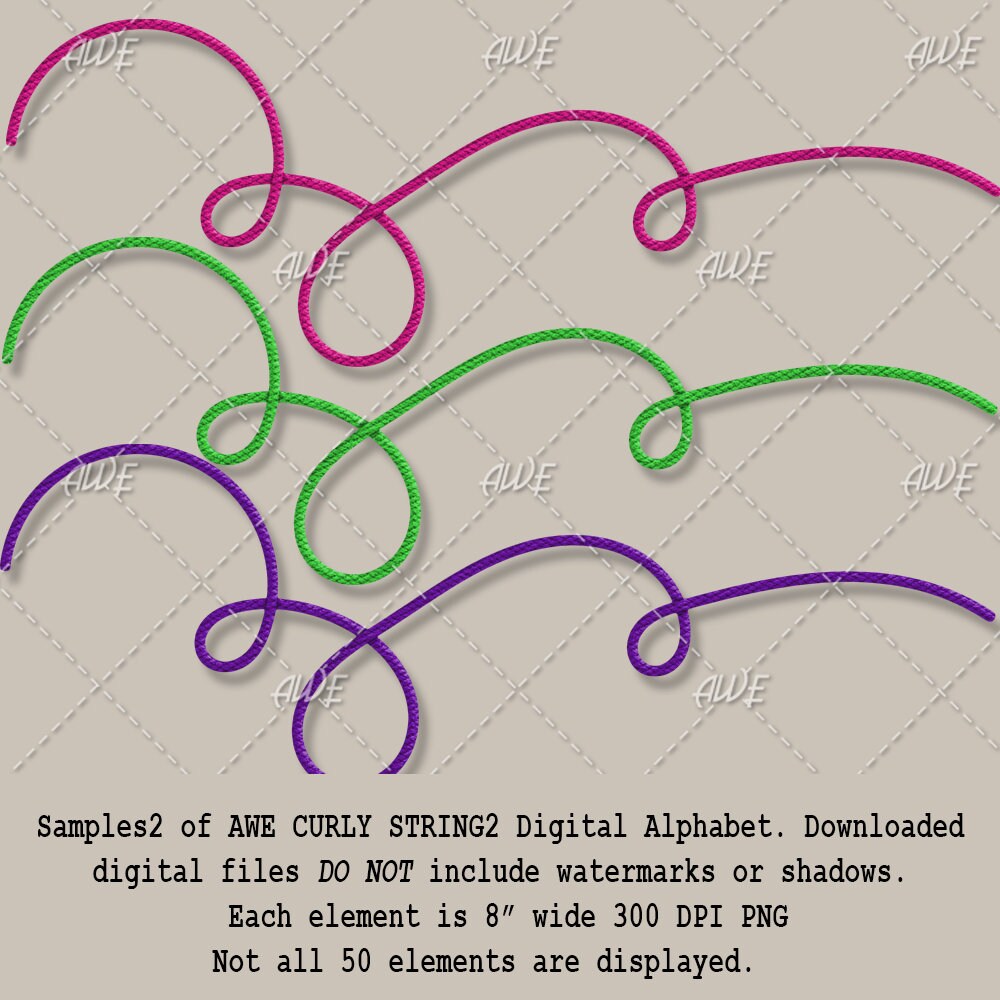 Curly String Set 2 Digital Clip Art by Awesomescrapper - Set of 50 ...