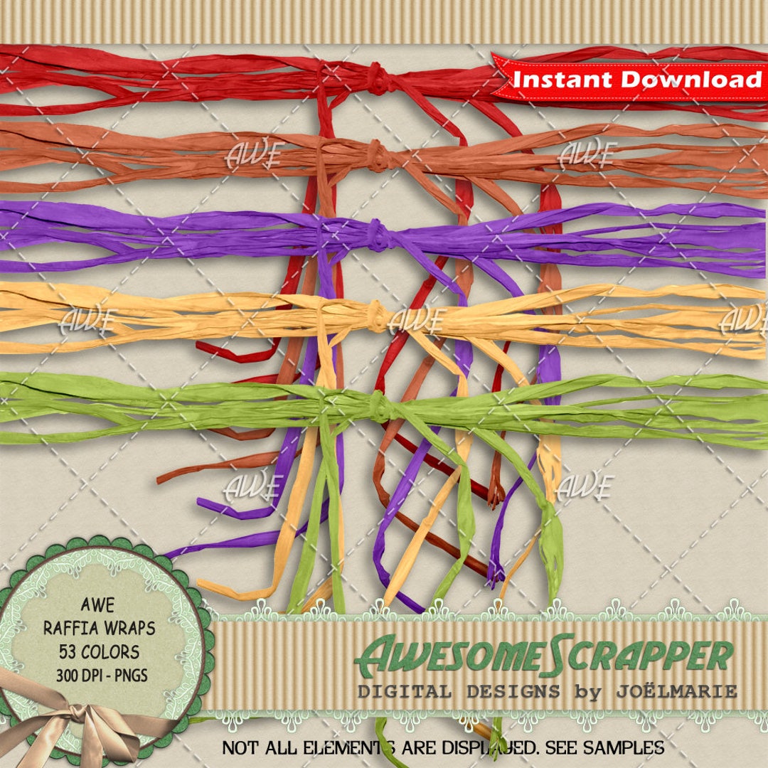 Raffia Wraps, by Awesomescrapper - Digital Clipart Set of 53, High ...