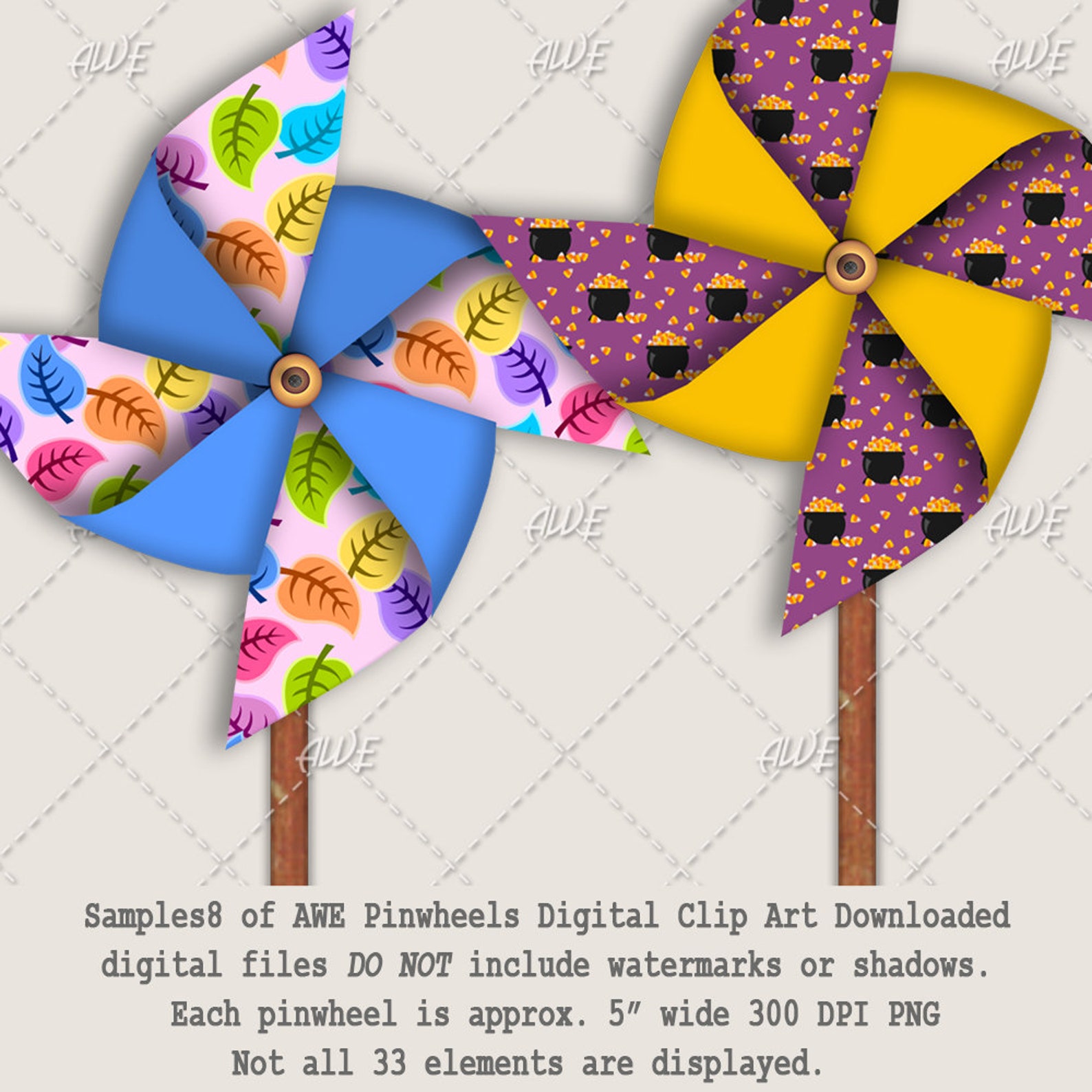 Pinwheels Digital Clip Art by Awesomescrapper - High Quality, 300 DPI ...