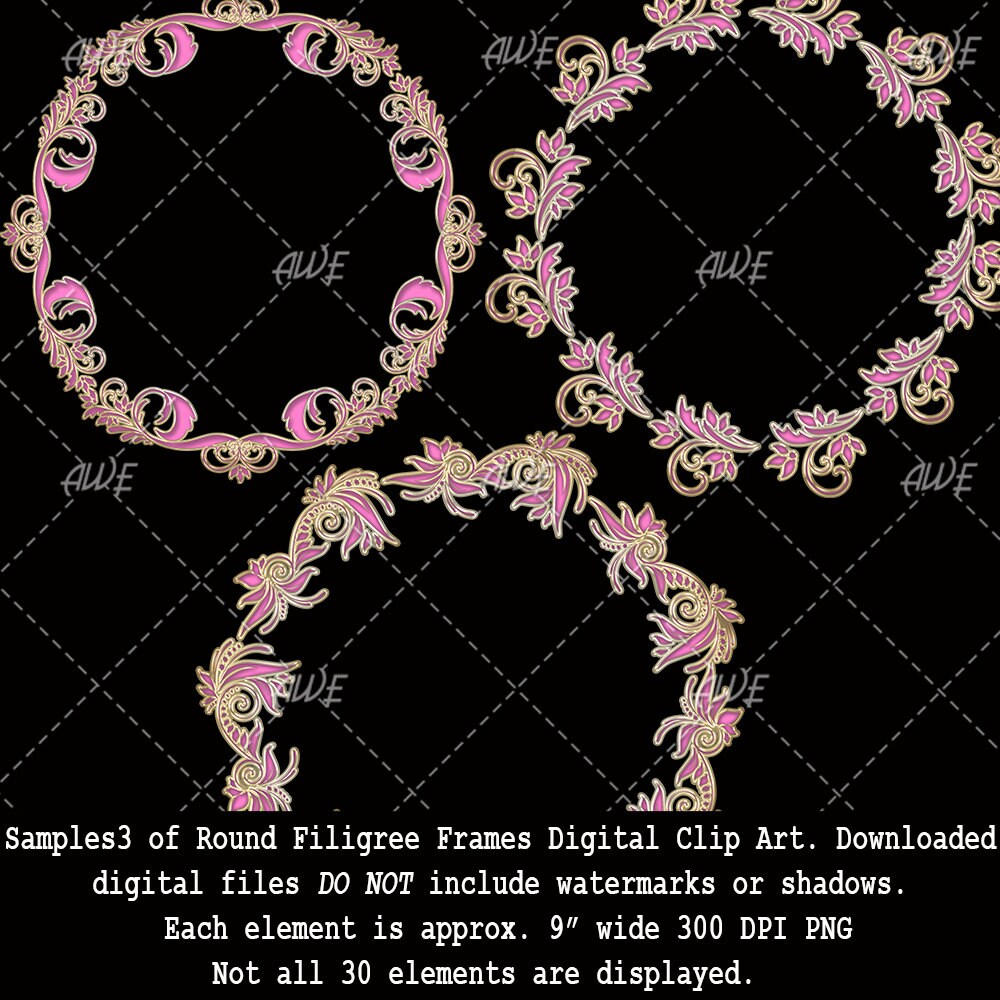 Round Filigree Frames Digital Clip Art by Awesomescrapper - High ...
