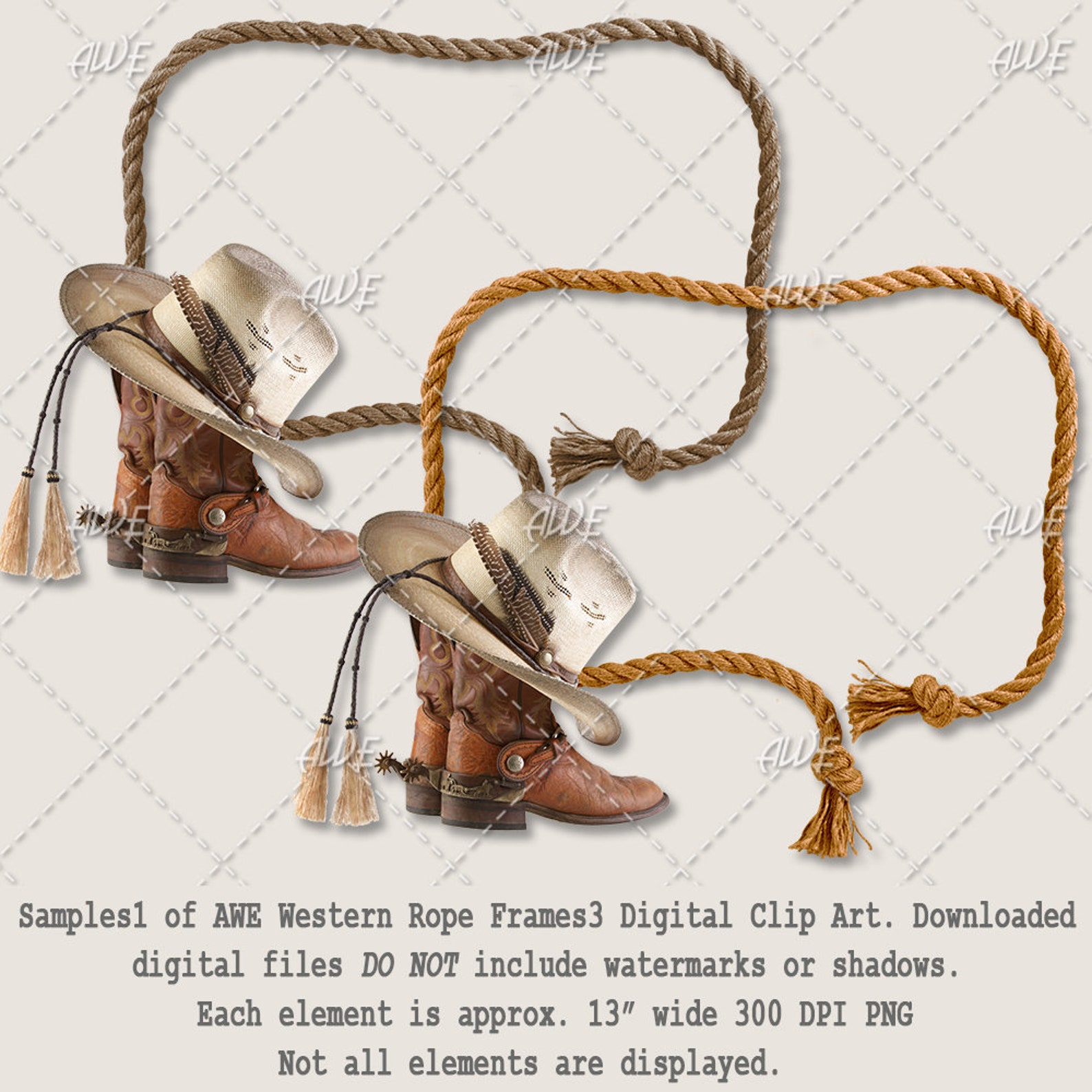 Western Rope Frames Set3 Digital Clip Art by Awesomescrapper - High ...