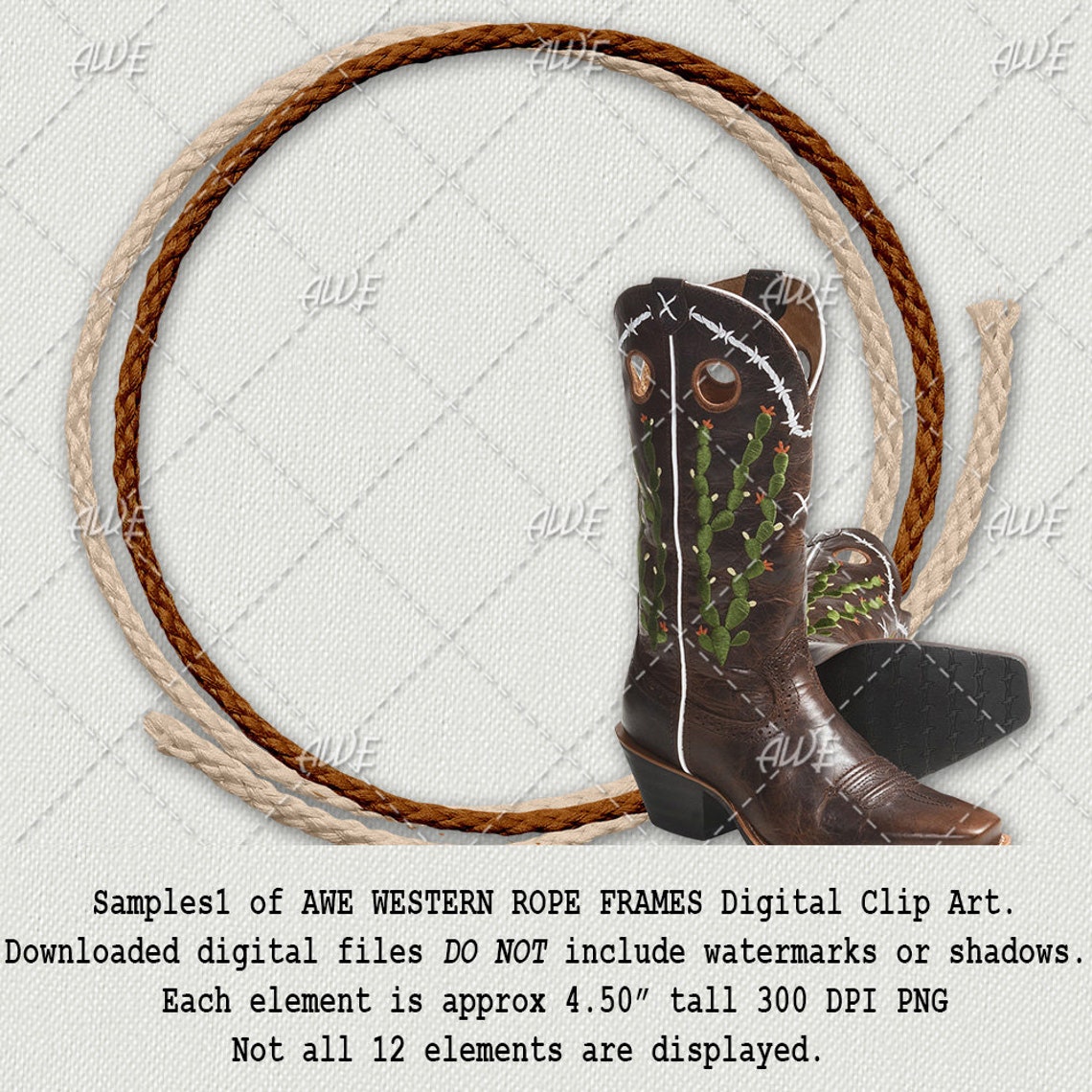 Wester Style Rope Frame Western Rope Frames Digital Clip Art by Awesomescrapper - Set of 12 ...