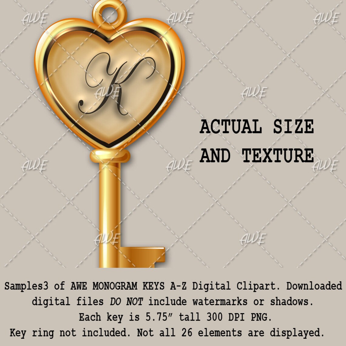 Monogram Keys Digital Alphabet & Clipart by Awesomescrapper - High ...