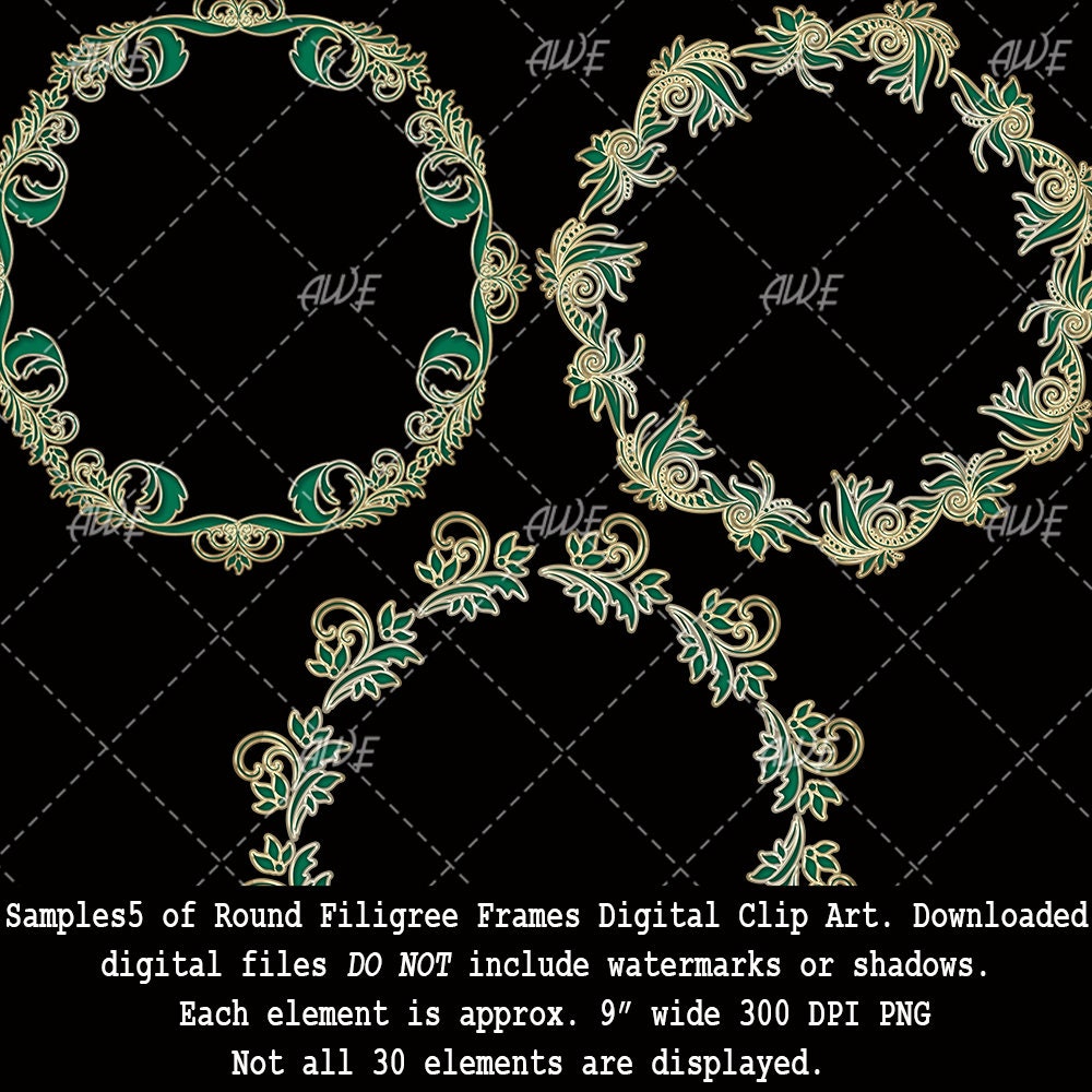 Round Filigree Frames Digital Clip Art by Awesomescrapper - High ...