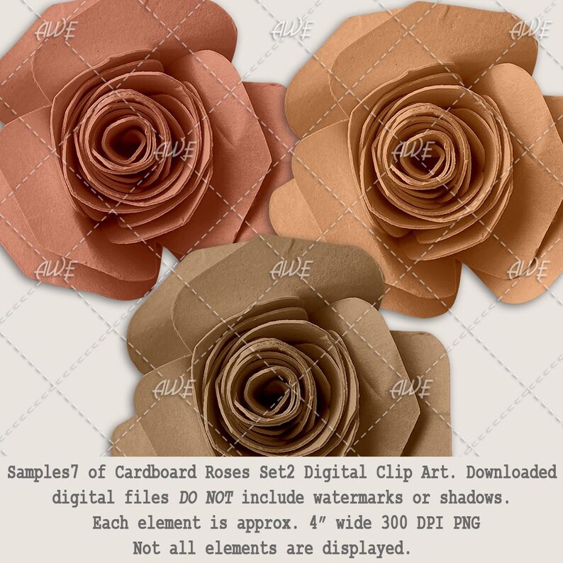Cardboard Roses Set2 Digital Clip Art by Awesomescrapper - High Quality ...