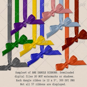 Dangle Ribbons by AwesomeScrapper, Digital Clipart Set of 57, Multi Color, High Quality, 300DPI PNGs, Scrapbooking, Card Creation image 5