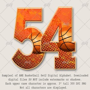 Basketball Set2 Digital Alphabet by AwesomeScrapper - High Quality, 300 DPI PNGs, Oranges, Black, Basketball, Sports, Game image 2