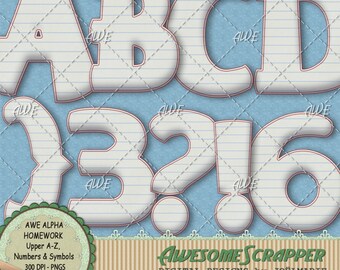 clipart do my homework Digital Clipart - Homework Alphabet, Upper Case A-Z, Numbers, Symbols, Writing Paper, Notebook Paper, High Quality 300 DPI PNGs