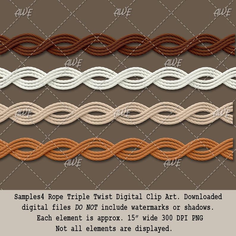 Rope Triple Twist Digital Clip Art by Awesomescrapper - High Quality ...