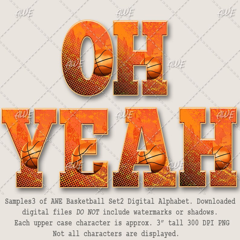 Basketball Set2 Digital Alphabet by AwesomeScrapper - High Quality, 300 DPI PNGs, Oranges, Black, Basketball, Sports, Game image 4