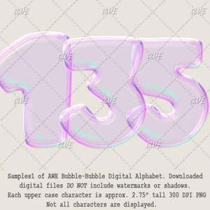 Bubble Bubble Digital Alphabet by AwesomeScrapper High Quality, 300 DPI PNGs. Soap Bubbles, Alphas, Upper Case, Numbers image 2