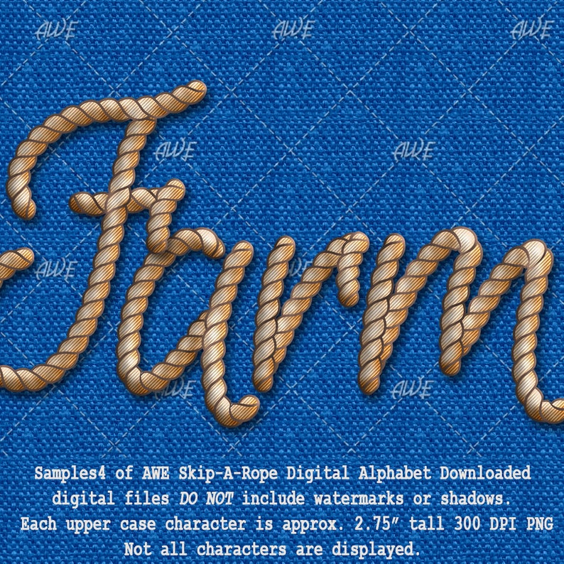 May include: The word "Farm" is spelled out in a rope font. The rope is brown and gold and has a woven texture. The background is a blue denim fabric.