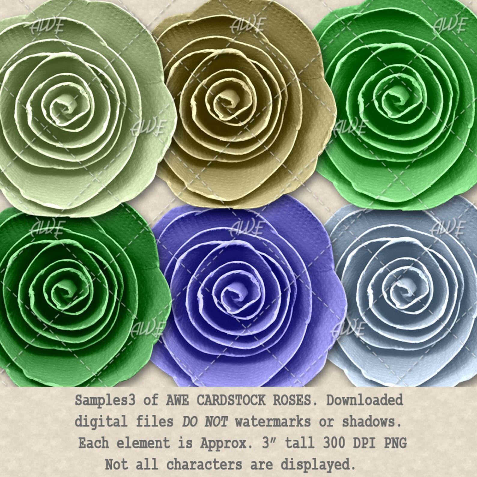 Cardstock Digital Roses by Awesomescrapper Set of 45 Colors Etsy