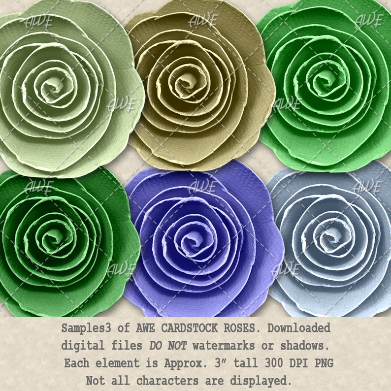 Cardstock Digital Roses by Awesomescrapper Set of 45 Colors Etsy