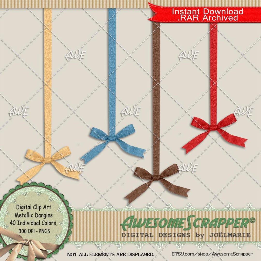 Metallic Ribbon Dangle Clip Art – 40 PNG Set (digital Download) - Etsy