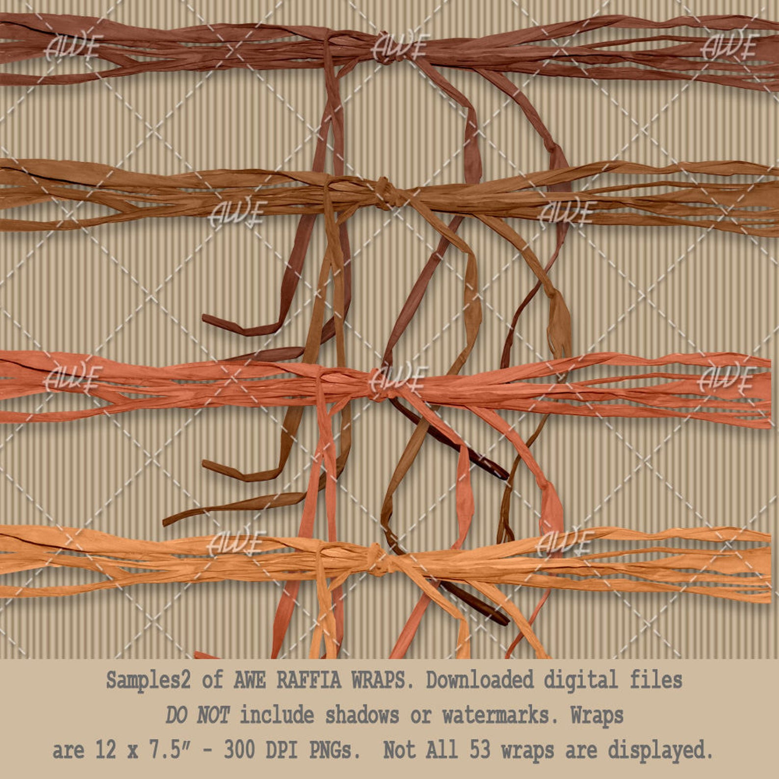Raffia Wraps by Awesomescrapper Digital Clipart Set of 53 | Etsy
