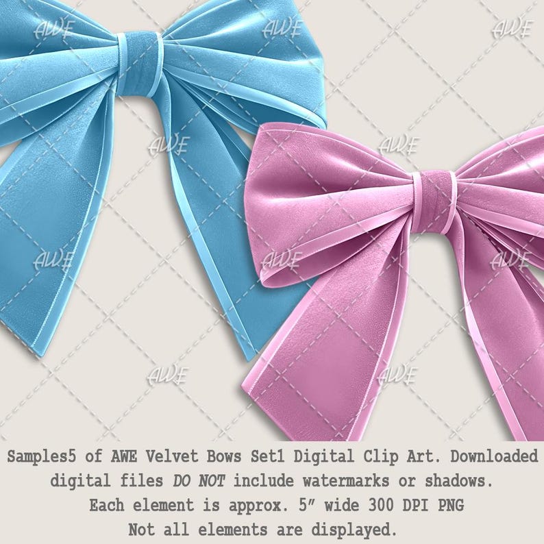Bow Color Texture Velvet Bows Set1 Digital Clip Art by Awesomescrapper - High Quality ...