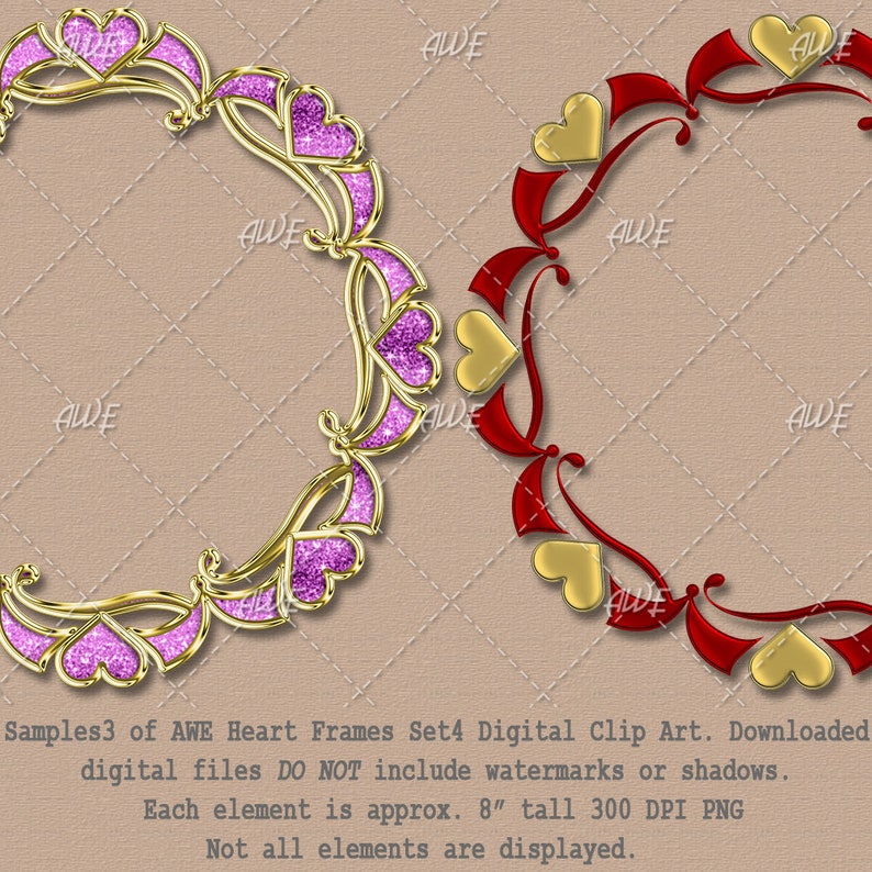 Heart Frames Set 4 Digital Clip Art by Awesomescrapper High Etsy